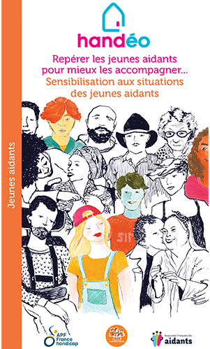 Image de la couverture du guide "Repérer les Jeunes Aidants pour mieux les accompagner", publié par Handéo.